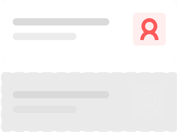 Vereinfachte UIs eines ausgegrauten und normalen Profils mit Bild und Beschreibung.